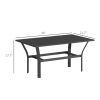 Outdoor Coffee Table with Slatted Tabletop, All-Weather Rectangle Metal Patio Coffee Table for Garden, Black