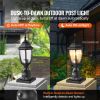 Dusk to Dawn Outdoor Post Light, 15.75 in Height, Waterproof Lamp Post Light Fixture with 5.5 in Pier Mount Base Glass Shade