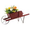 2 In 1 Wheelbarrow Planter, Wooden Wagon Planter with 9 Magnetic Accessories for Garden Yard
