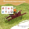 2 In 1 Wheelbarrow Planter, Wooden Wagon Planter with 9 Magnetic Accessories for Garden Yard