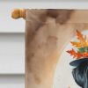 Black Labrador Retriever Thanksgiving House Flag Large Porch Sleeve Pole Decorative Outside Yard Banner Artwork Wall Hanging, Polyester, House Size