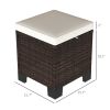 2 Pieces Wicker Outdoor Ottomans with Cushions, Rattan Ottoman Footrest & Side Table for Patio Yard Poolside, Beige