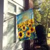 Kansas Sunflowers in Watercolor House Flag Large Porch Sleeve Pole Decorative Outside Yard Banner Artwork Wall Hanging, Polyester, House Size