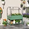 Raised Garden Bed with Legs and Cover, Metal Elevated Planter Box with Bottom Shelf and Liner for Vegetables, Green