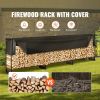 Firewood Rack with Waterproof Cover, 150 x 14 x 46 in Outdoor Firewood Holder, 660lb Weight Capacity, 1/2 Cord Log Holder, Half-Covered