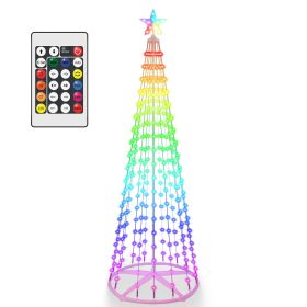 LED Smart Christmas Cone Tree Outdoor Lighted Christmas Tree Light with App Control Remote Control IP44 Waterproof Timer 210 Modes for Indoor Outside (Option: TreeLights2.1M)