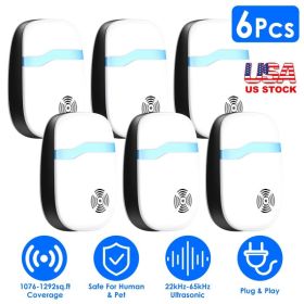 6 Packs Ultrasonic Pest Repellers Electric Plug-In Indoor Pest Control Mouse Repellent Chaser Deterrent Rodent Chaser For Home Kitchen Office War (Option: white)