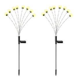 2Pcs Solar Firefly Lights Swaying Decorative Pathway Stake Lamp IP65 Waterproof Landscape Patio Yard Night Light (Option: GardenLightWarmWhite)