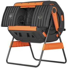 Compost Bin Outdoor, 53 Gal Dual Chamber Tumbling Composter with Adjustable Vents, BPA Free Tumbling Composter, Orange (Option: Orange-780x615x225 mm)