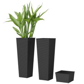 32 Inch Tall Planters for Outdoor Plants, Set of 2 Plastic Flower Pots with Drainage Holes, Black (Option: Black-1000x330x320 mm)