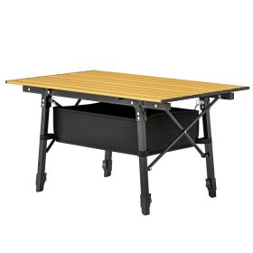 3ft Aluminum Small Folding Table, Portable Camping Table With Storage Bag, Carry Bag For Outdoor Picnic BBQ, Brown (Option: brown)
