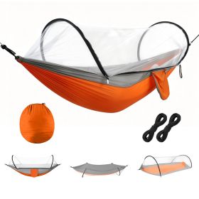 Camping Hammock with Mosquito Net 3-in-1 Portable Hammock Tent with BuiltIn Mosquito Net Dual-Way Zippers 440lbs Capacity Attached Storage Pocket for (Option: HammockOrangeGrey)