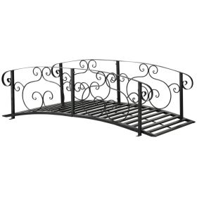 6' Metal Arch Backyard Garden Bridge, Safety Siderails, Arc Footbridge for Backyard Creek, Stream, Pond, Black (Option: Black-1040x860x180 mm)