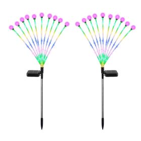2Pcs Solar Firefly Lights Swaying Decorative Pathway Stake Lamp IP65 Waterproof Landscape Patio Yard Night Light (Option: GardenLightColorful)
