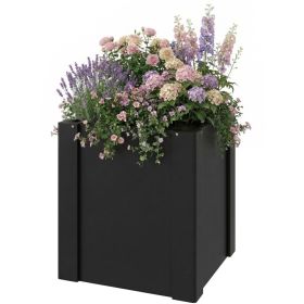 Raised Garden Bed Galvanized Planter Box Outdoor with Gloves for Gardening Vegetables, Flower, Herb, 1.4 x 1.4 x 1.5 ft, Black (Option: Black-580x350x130 mm)