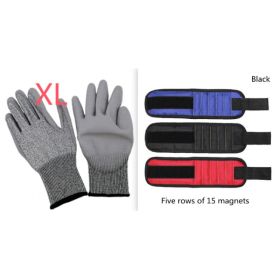 Fifteen-Compartment Powerful Magnetic Wristband (Option: Black set4-Five rows of 15 magnets)