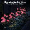 Solar Rose Lights Outdoor, 2 Pack with 14 Rose Flowers Waterproof Color Changing LED Flower Lights, Solar Powered Garden Stakes for Yard, Patio