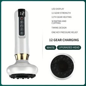 Cupping Massager, 12-level Body Scraping Tool, Cupping Tool. USB Rechargeable, Equipped With 1800mAh Lithium Battery, Available In White, Green, (Option: white)