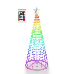LED Smart Christmas Cone Tree Outdoor Lighted Christmas Tree Light with App Control Remote Control IP44 Waterproof Timer 210 Modes for Indoor Outside (Option: TreeLights1.8M)
