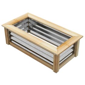 Raised Garden Bed, Planter Box, Metal and Wood Combined, for Growing Flowers, Herbs and Vegetables (Option: Silver, Natural-995x300x95 mm)