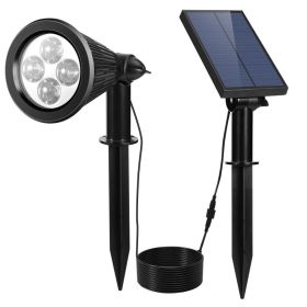 1Pc Solar Powered Spotlight Outdoor Dusk To Dawn Light IP65 Waterproof For Wall Path Lawn Garden Lamp Waterproof (Option: black)