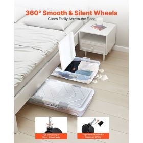 Under Bed Storage With Wheels, 31.7 X 15.6 X 6.9 Inch Underbed Containers, Underbed Shoes Organizer With Lid & Gray Latch, Rolling Under The Bed (Option: default)